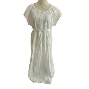 Eileen West White Lace 100% Cotton Long Nightgown Size XL